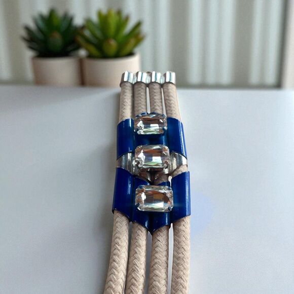 nOir Statement Blue & Crystal Rope Cuff Bracelet - Picture 8 of 8
